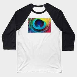 Digital Illustration of a Peacock Feather Baseball T-Shirt